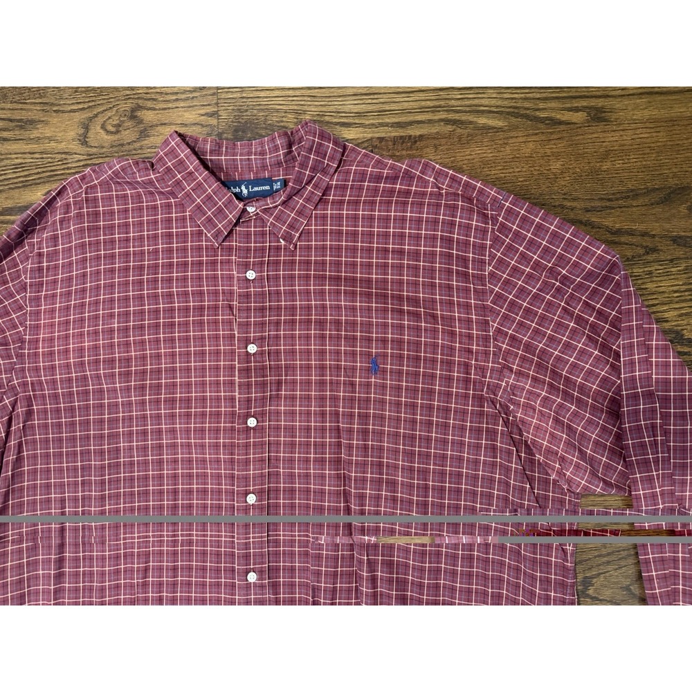 Polo Ralph Lauren Mens 3X Big Classic Fit Red Plaid Check Cotton Button Down